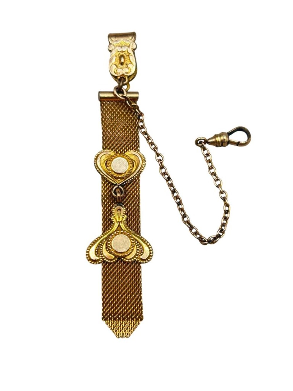 Antique Vest Pocket Clip Mesh Pocket Watch Chain Gold Filled